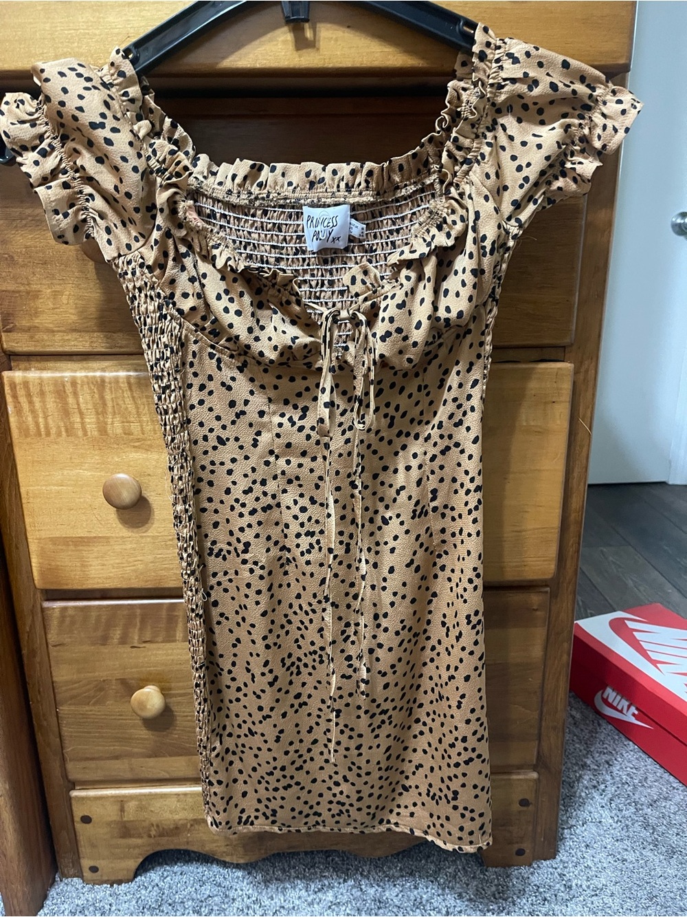 Princess Polly Tan Leopard Print Ruffle Sundress